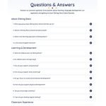 Preschool and kindergarten website FAQ page answering common parent questions