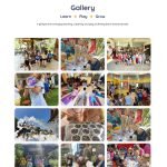 Preschool and kindergarten website gallery page with a grid of activity photographs